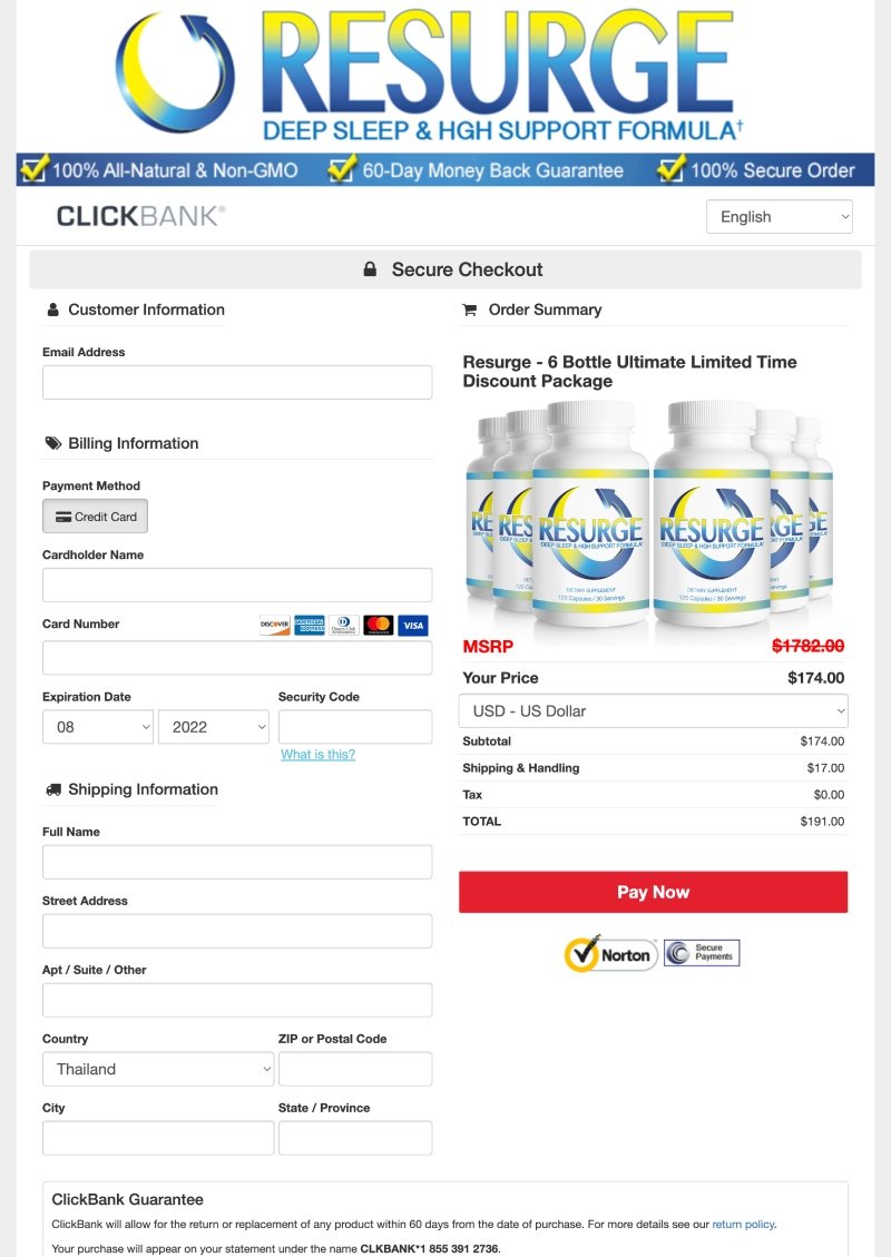 Resurge 100% secure payment